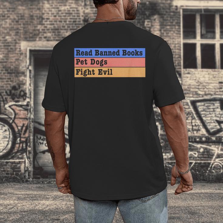 Read Banned Books Pet Dogs Fight Evil Men's Back Print T-Shirt Read Banned Books Pet Dogs Fight Evil Men's Back Print T-Shirt