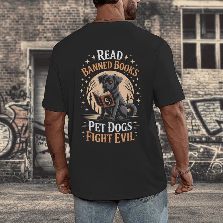 Read Banned Books PET DOGS FIGHT EVIL Read Books Reading Men's Back Print T-Shirt