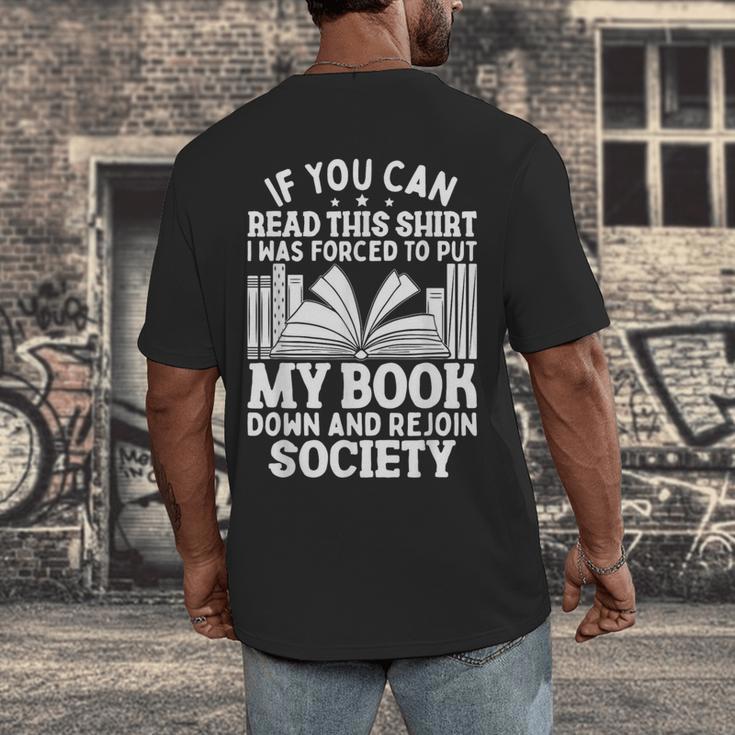If You Can Read This For Book Lovers Reading Men's Back Print T-Shirt