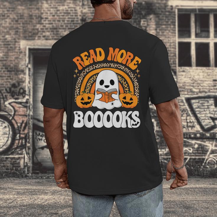Read More Books Booooks Ghost Pumpkin Cute Teacher Halloween Men's Back Print T-Shirt