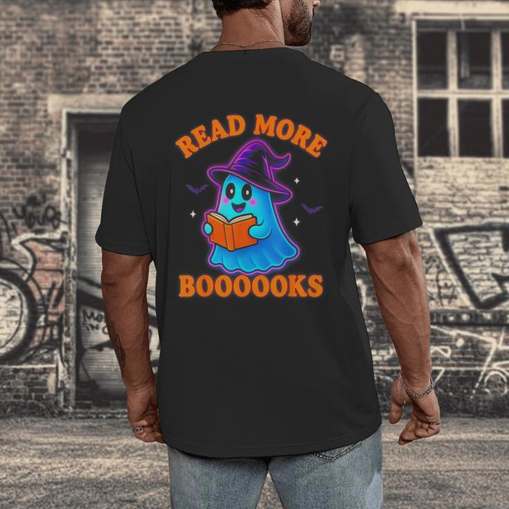 Read More Books Halloween Book Cute Ghost Reading Teaching Men's Back Print T-Shirt
