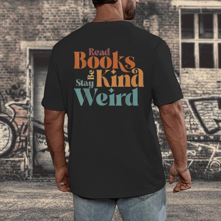Read Books Be Kind Stay Weird Retro Bookworm Book Lover Men's Back Print T-Shirt