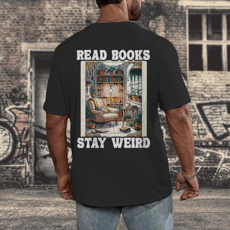 Read Books Stay Weird Book Lover Introvert Book Men's Back Print T-Shirt Read Books Stay Weird Book Lover Introvert Book Men's Back Print T-Shirt