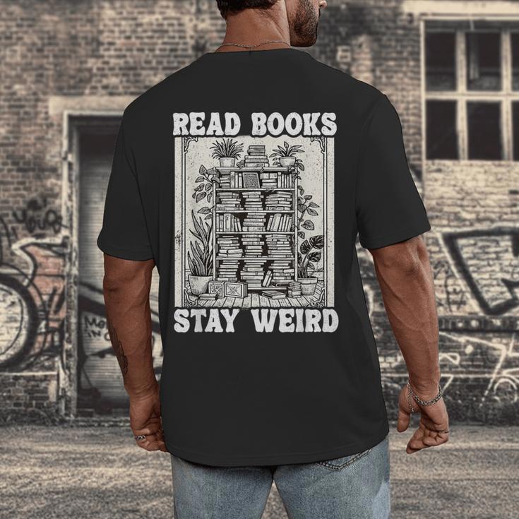 Read Books Stay Weird Introvert Book Lover Book Men's Back Print T-Shirt Read Books Stay Weird Introvert Book Lover Book Men's Back Print T-Shirt