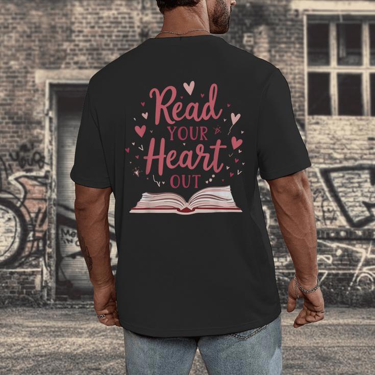 Read Your Heart Out Book Escape Into Stories Men's Back Print T-Shirt Read Your Heart Out Book Escape Into Stories Men's Back Print T-Shirt
