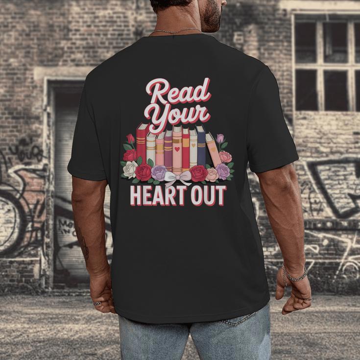 Read Your Heart Out Book Lover Reading Enthusiasts Floral Men's Back Print T-Shirt Read Your Heart Out Book Lover Reading Enthusiasts Floral Men's Back Print T-Shirt