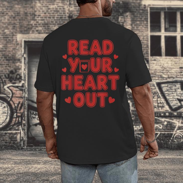 Read Your Heart Out Book Lover Reading Teachers Kids Men's Back Print T-Shirt Read Your Heart Out Book Lover Reading Teachers Kids Men's Back Print T-Shirt