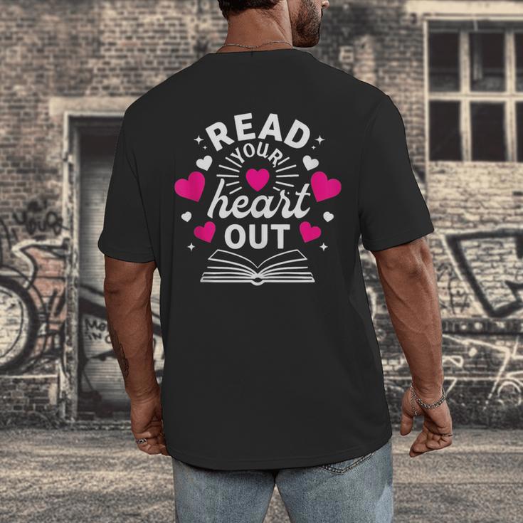 Read Your Heart Out Cute Teacher Women Book Lovers Men's Back Print T-Shirt Read Your Heart Out Cute Teacher Women Book Lovers Men's Back Print T-Shirt