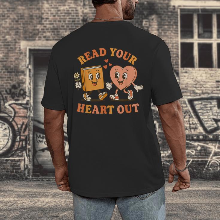Read Your Heart Out Teacher Valentines Reading Book Love Men's Back Print T-Shirt