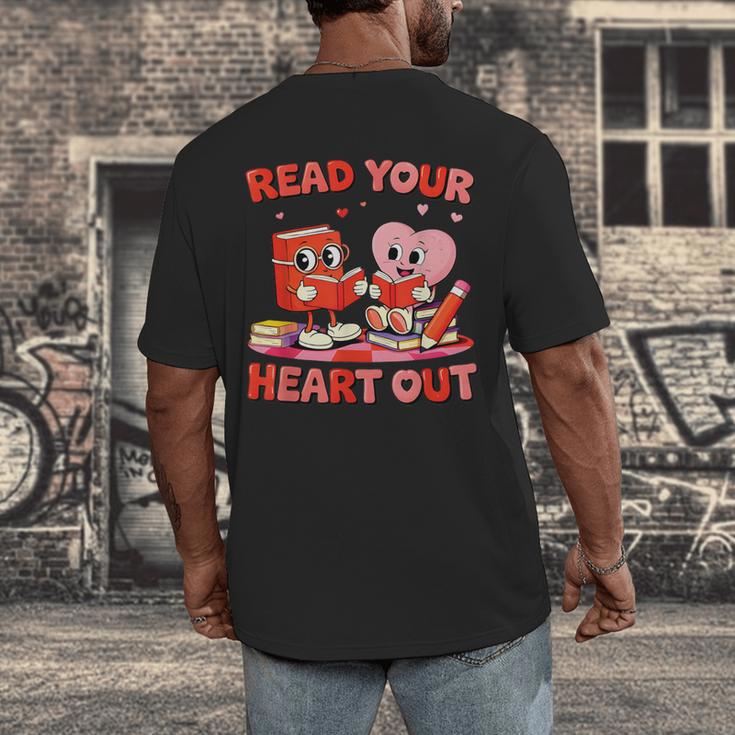 Read Your Heart Out Valentine Reading Book Girl Kid Teacher Men's Back Print T-Shirt