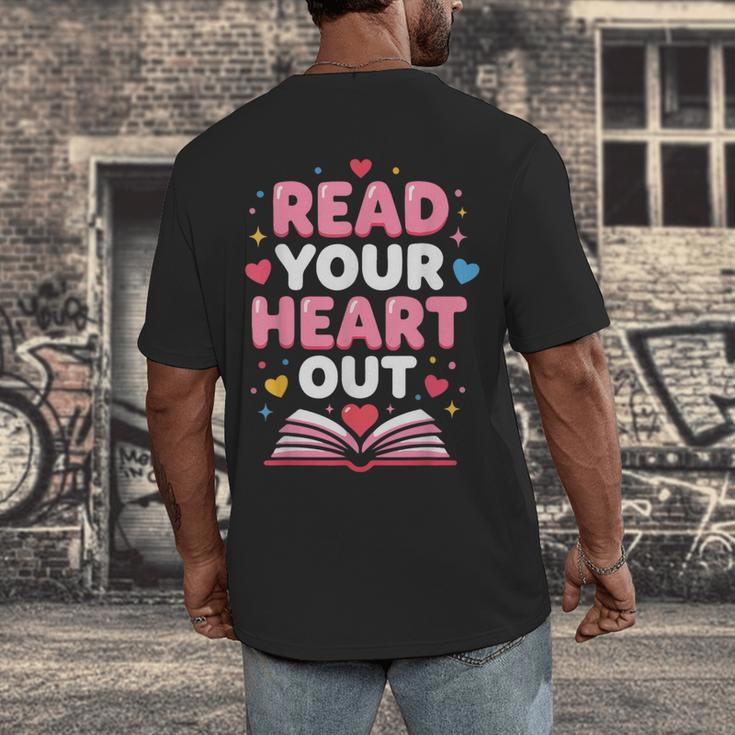 Read Your Heart Out Valentine Reading Book For Kid Teacher Men's Back Print T-Shirt