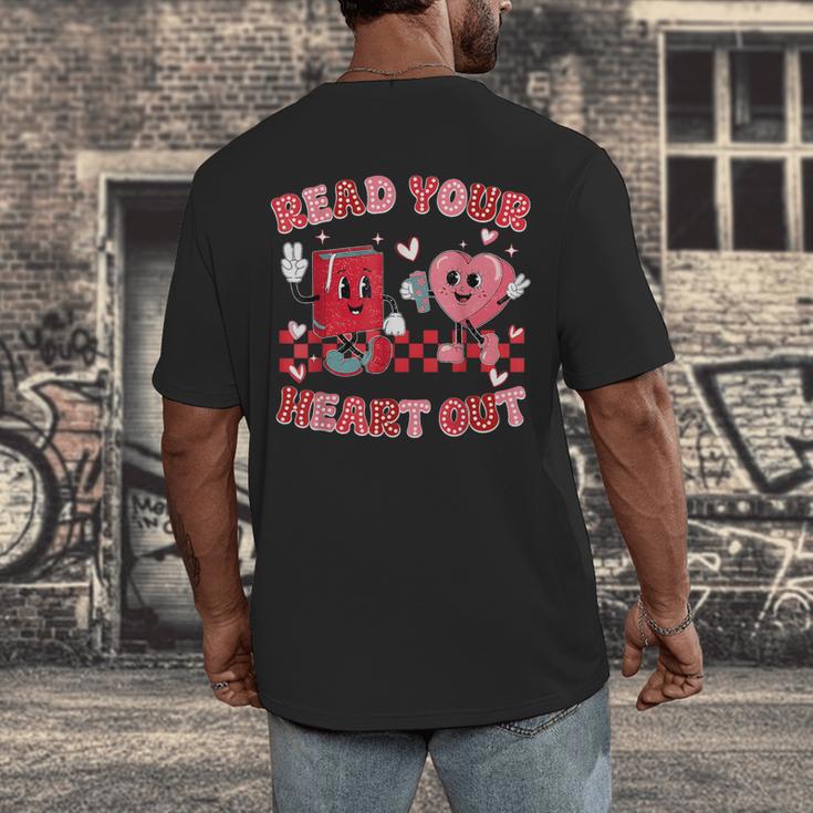 Read Your Heart Out Valentine Teacher Book Lover Men's Back Print T-Shirt