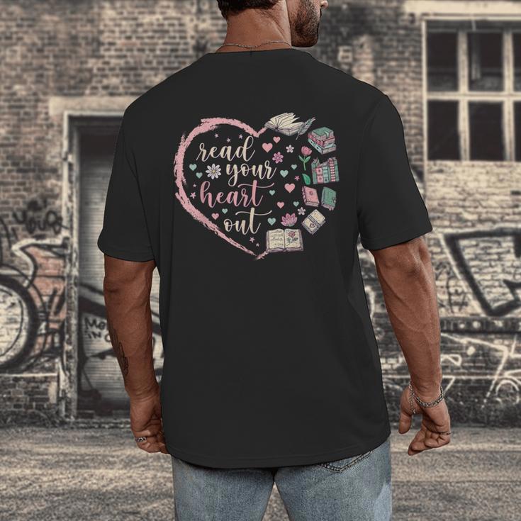 Read Your Heart Out Valentines Teacher Reading Book Lover Men's Back Print T-Shirt Read Your Heart Out Valentines Teacher Reading Book Lover Men's Back Print T-Shirt