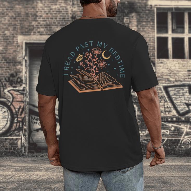 I Read Past My Bedtime Book Flower Butterfly Moon Bookish Men's Back Print T-Shirt