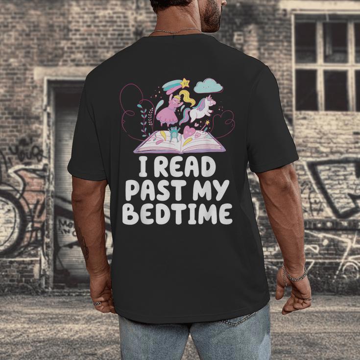 I Read Past My Bedtime Reading Unicorn Book Lover Men's Back Print T-Shirt