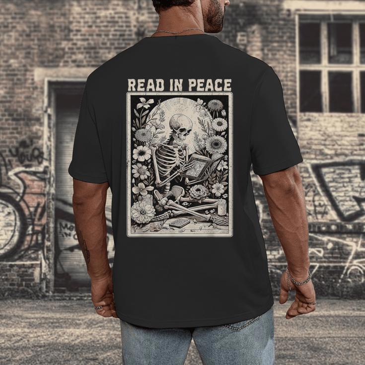 Read In Peace Skeleton Book Lover Bookworm Book Men's Back Print T-Shirt Read In Peace Skeleton Book Lover Bookworm Book Men's Back Print T-Shirt