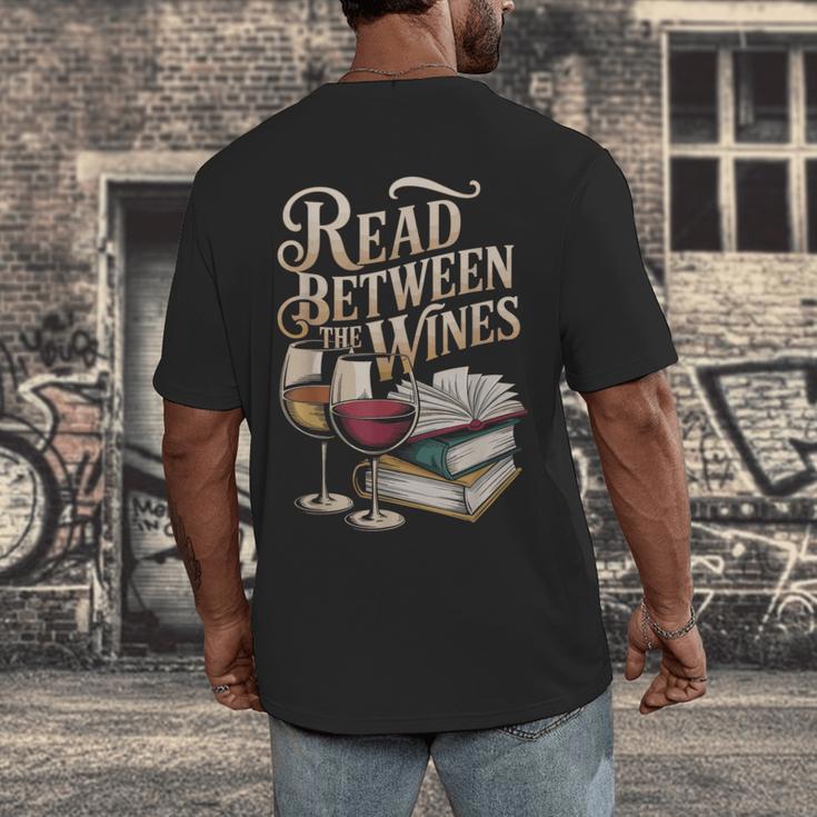 Read Between The Wines Vintage Book Lovers Wine Reading Men's Back Print T-Shirt