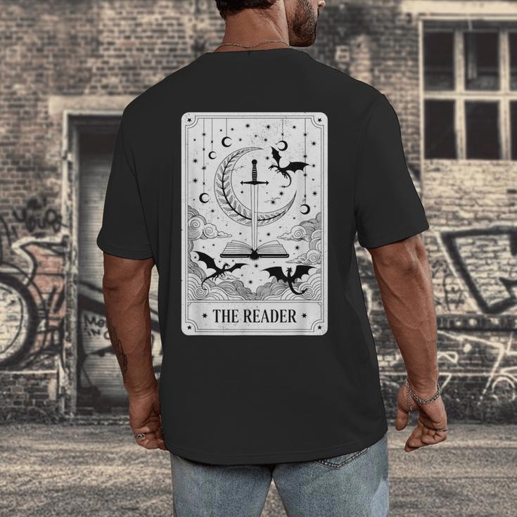 The Reader Tarot Card Bookworm Books Lover Dragon Librarians Men's Back Print T-Shirt The Reader Tarot Card Bookworm Books Lover Dragon Librarians Men's Back Print T-Shirt