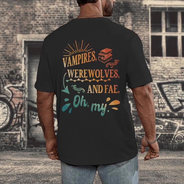 Readers Books Lovers BFF Books Club Paranormal Romance Reading Book Vampires Werewolves & Fae -Adults Short Sleeve Men's Back Print T-Shirt