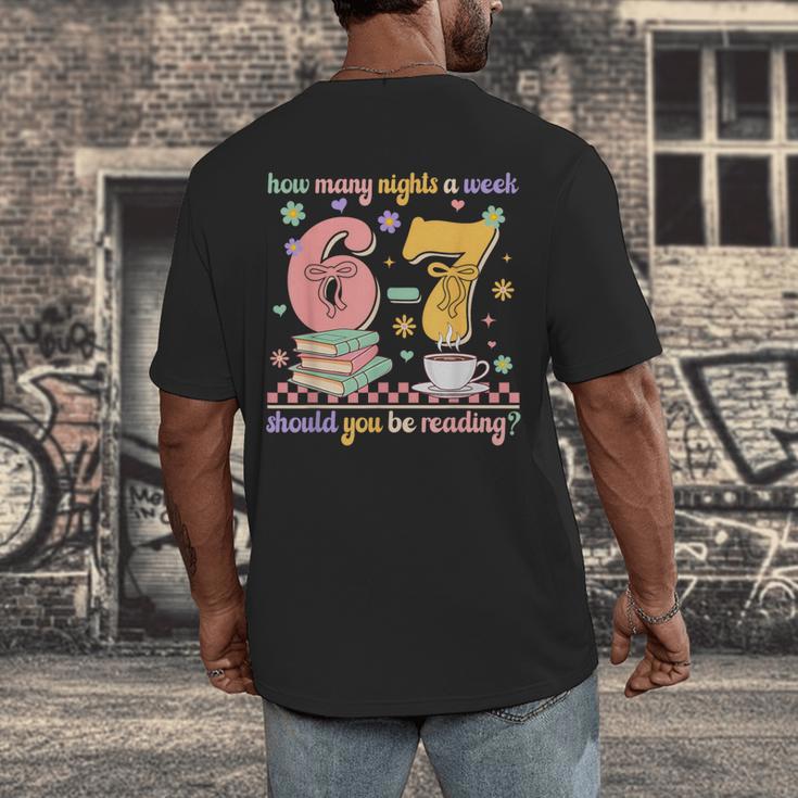 Reading 67 Teacher Six Seven Reading 6 7 Book Lover Men's Back Print T-Shirt