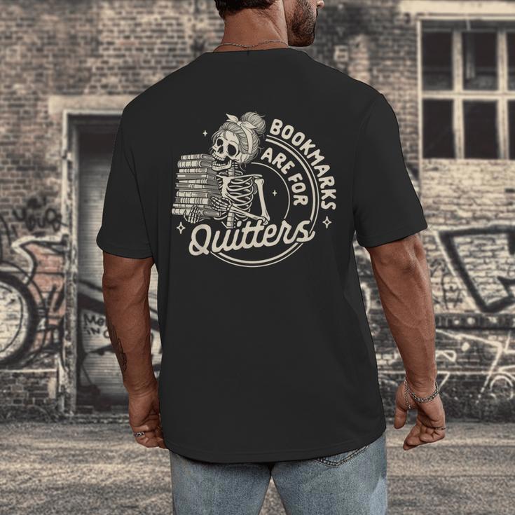 Reading Book Bookish Book Club Bookmarks Are For Quitters Men's Back Print T-Shirt Reading Book Bookish Book Club Bookmarks Are For Quitters Men's Back Print T-Shirt