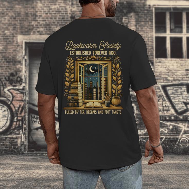 Reading Book Lover Bookish Readers Bookworm Society Men's Back Print T-Shirt