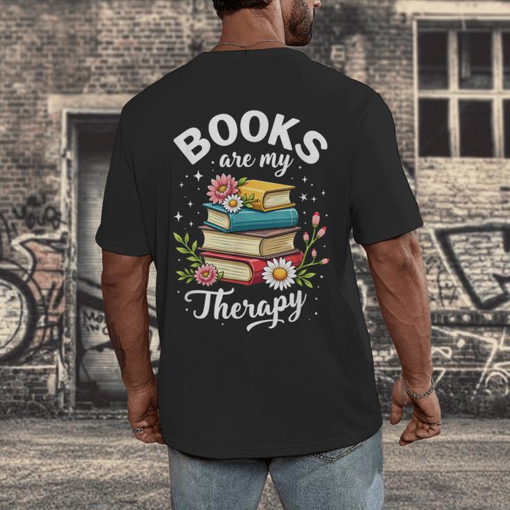 Reading Books Are My Therapy Men's Back Print T-Shirt