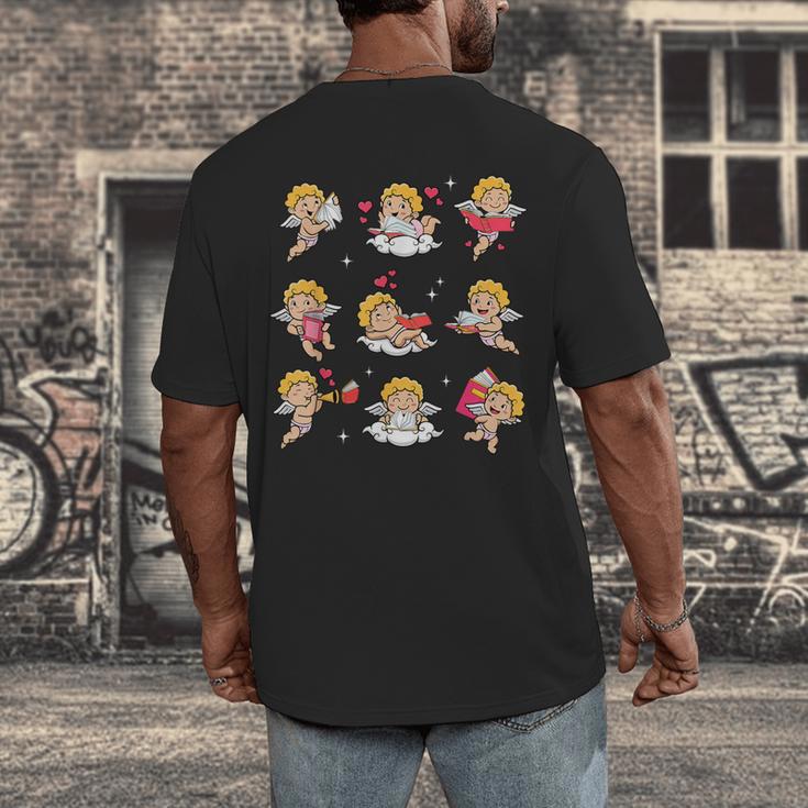 Reading Cupids Books Valentine's Day Teachers Book Lovers Men's Back Print T-Shirt Reading Cupids Books Valentine's Day Teachers Book Lovers Men's Back Print T-Shirt