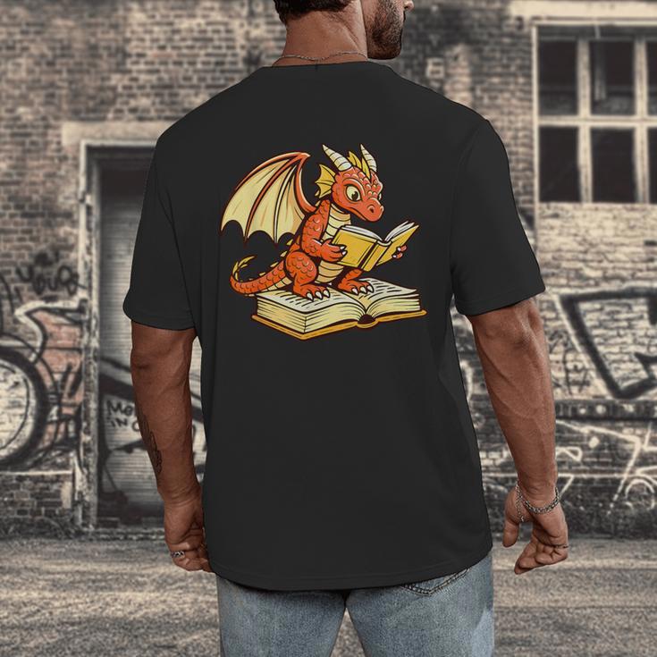Reading Dragon Book Lover Bookworm Reader Men's Back Print T-Shirt