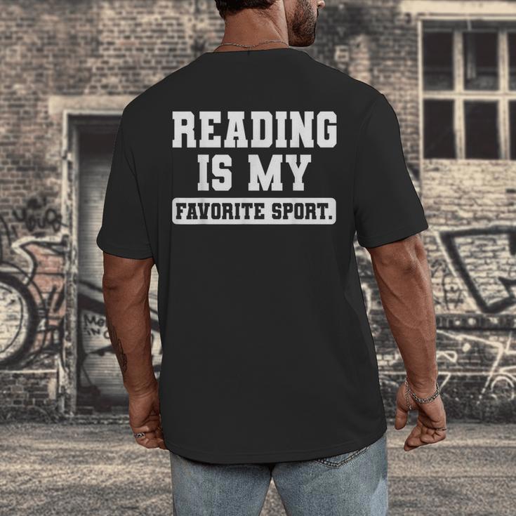Reading Is My Favorite Sport Book Lover Reader Men's Back Print T-Shirt Reading Is My Favorite Sport Book Lover Reader Men's Back Print T-Shirt