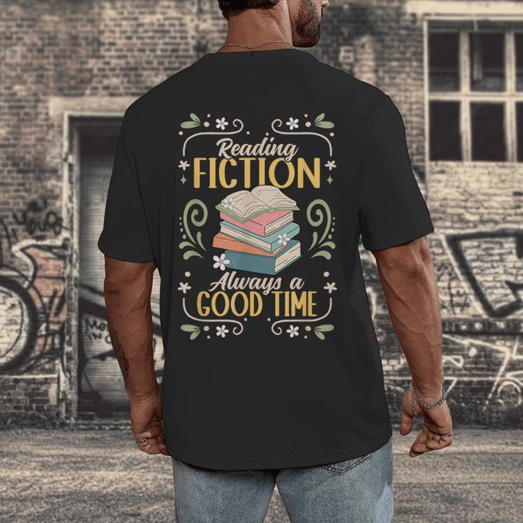 Reading Fiction Always A Good Time Book Reading Bookworm Men's Back Print T-Shirt