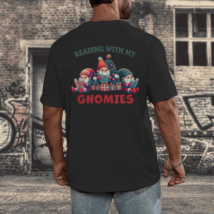 Reading With My Gnomies Reading Book Christmas Men's Back Print T-Shirt Reading With My Gnomies Reading Book Christmas Men's Back Print T-Shirt