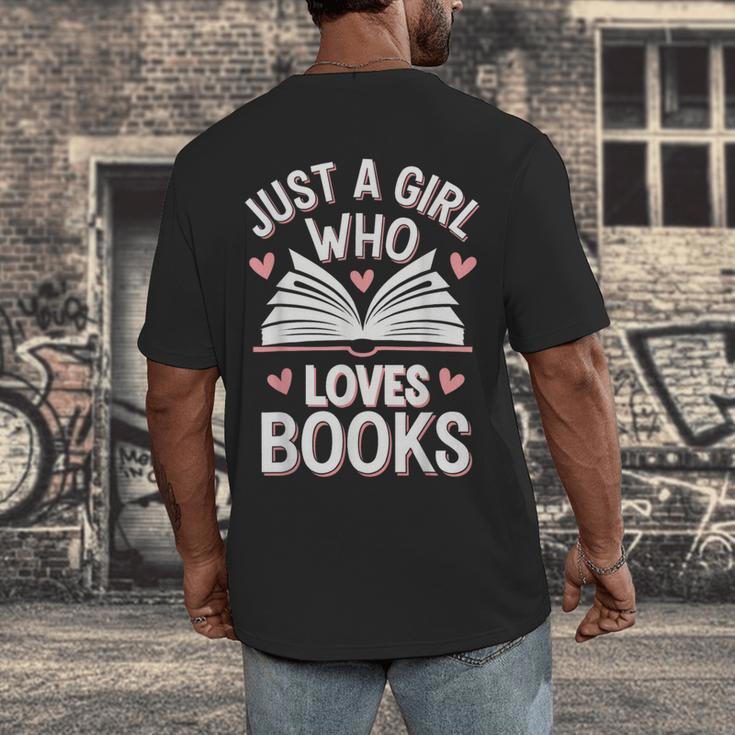 Reading Just A Girl Who Loves Books Men's Back Print T-Shirt