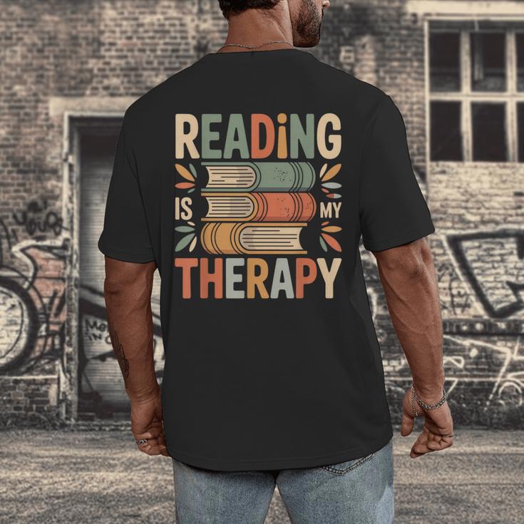 Reading Is My Therapy Book Lover Men's Back Print T-Shirt