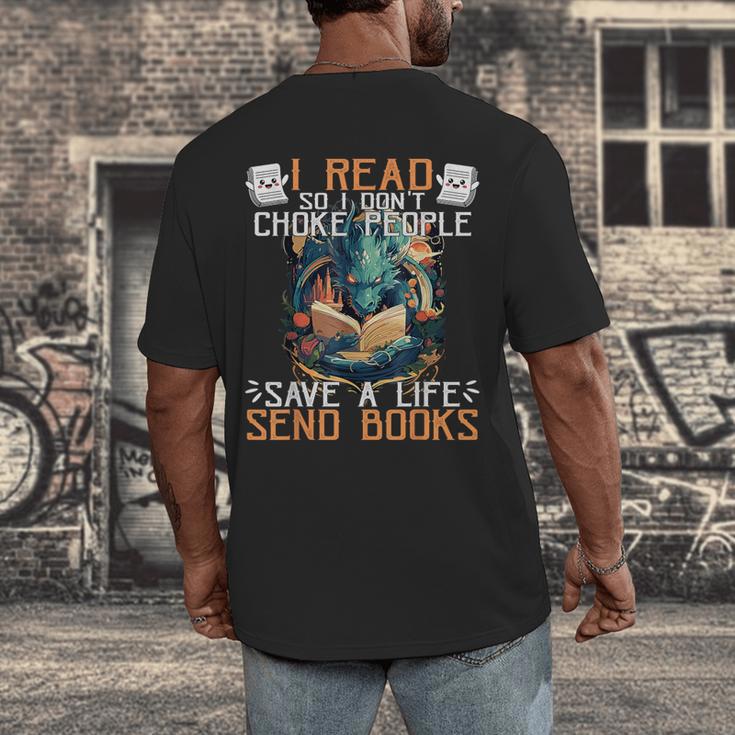 Reading Readers I Read Send Books Dragon Bookworm Tee Men's Back Print T-Shirt