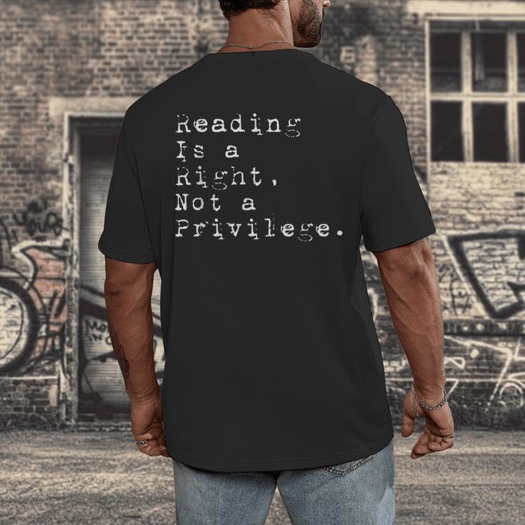 Reading Is a Right Not a Privilege Banned Books Men's Back Print T-Shirt