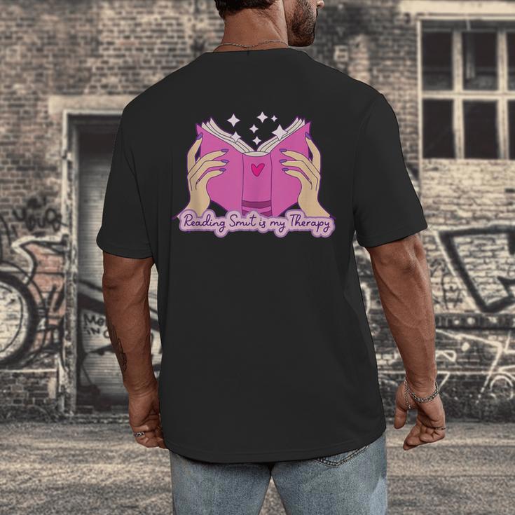 Reading Smut Is My Therapy Romance Book Reader Humor Men's Back Print T-Shirt