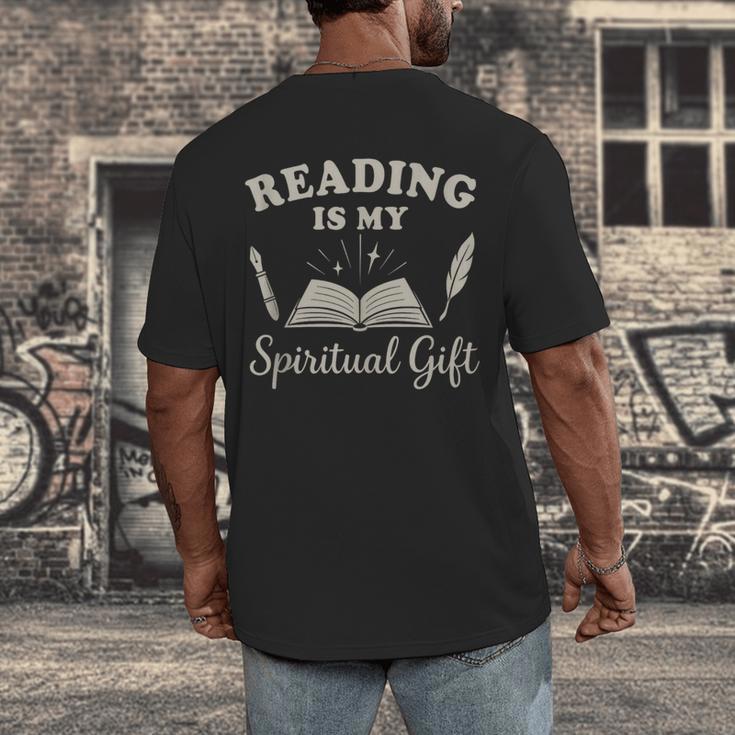 Reading Is My Spiritual Present Book Lover Reader Men's Back Print T-Shirt