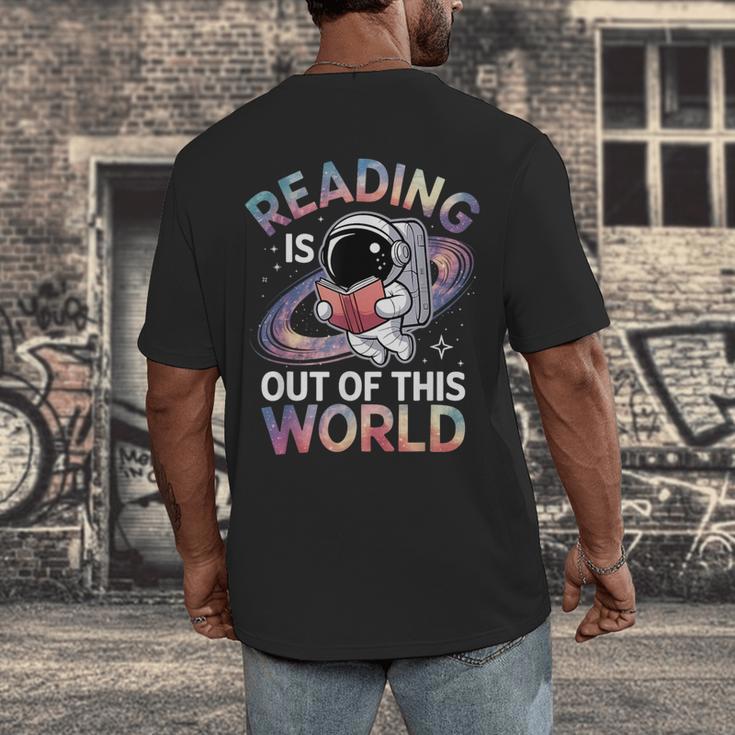 Reading Is Out Of This World Space Book Lover Men's Back Print T-Shirt