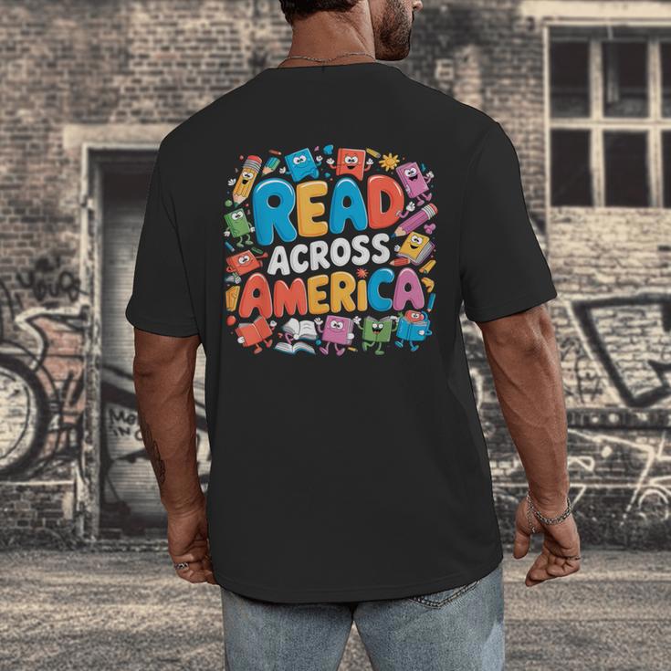 Reads Across Tee America Books Reader Reading Teacher Men's Back Print T-Shirt