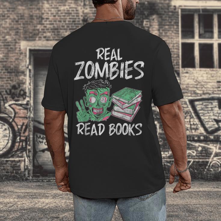 Real Zombies Read Books Zombie Men's Back Print T-Shirt Real Zombies Read Books Zombie Men's Back Print T-Shirt