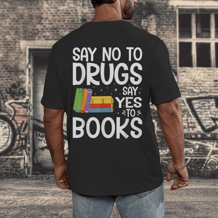 Red Ribbon Week Say No To Drugs Say Yes To Books Drug Free Men's Back Print T-Shirt