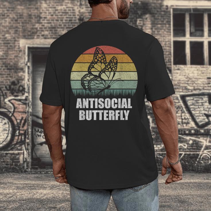 Retro Antisocial Butterfly Shirt For Introverts Men's Back Print T-Shirt