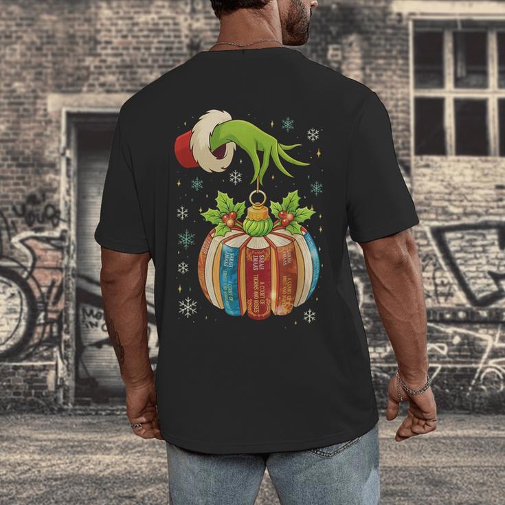 Retro Christmas Ornament Book Christmas Teacher Librarian Men's Back Print T-Shirt Retro Christmas Ornament Book Christmas Teacher Librarian Men's Back Print T-Shirt
