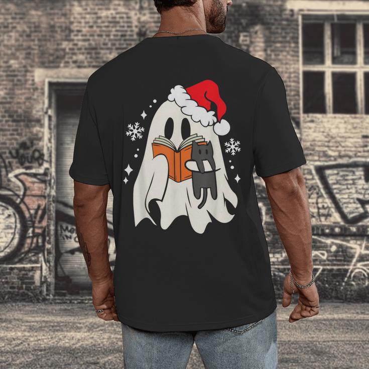 Retro Ghost Reading Book With Cat Bookish Club Christmas Men Women Kids Men's Back Print T-Shirt