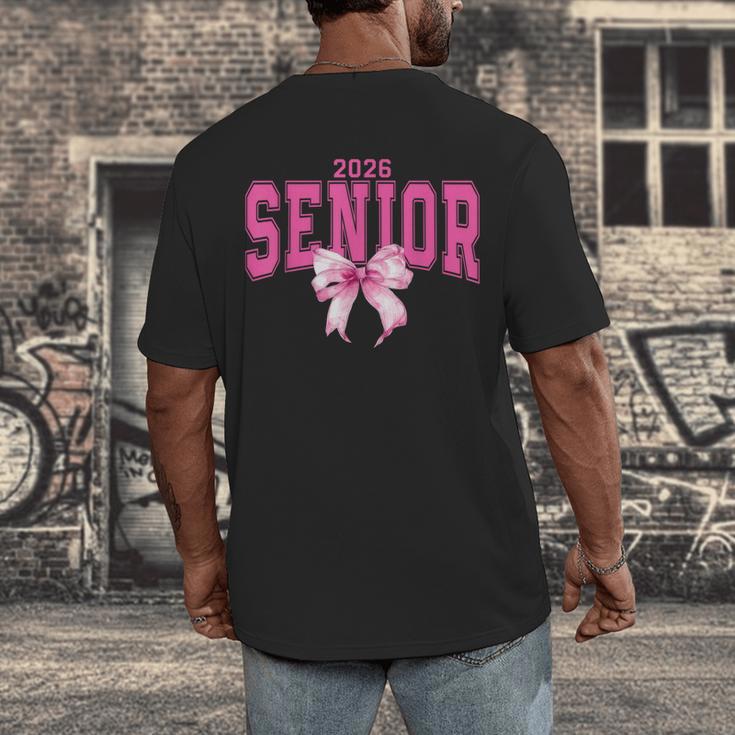 Retro Senior 2026 Class Of 2026 Coquette Pink Bow Graduation Men's Back Print T-Shirt