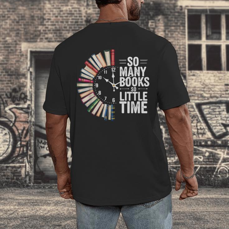 Retro So Many Books Little Time Book Clock Reading Men's Back Print T-Shirt
