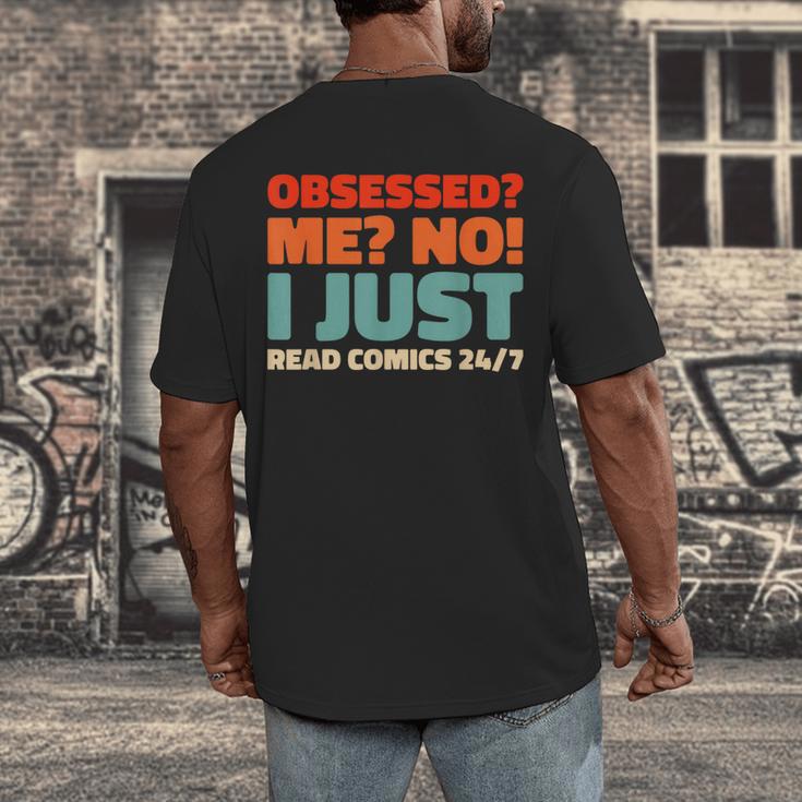 Retro Superheroes Art Graphic Novels Vintage Comic Books Men's Back Print T-Shirt Retro Superheroes Art Graphic Novels Vintage Comic Books Men's Back Print T-Shirt