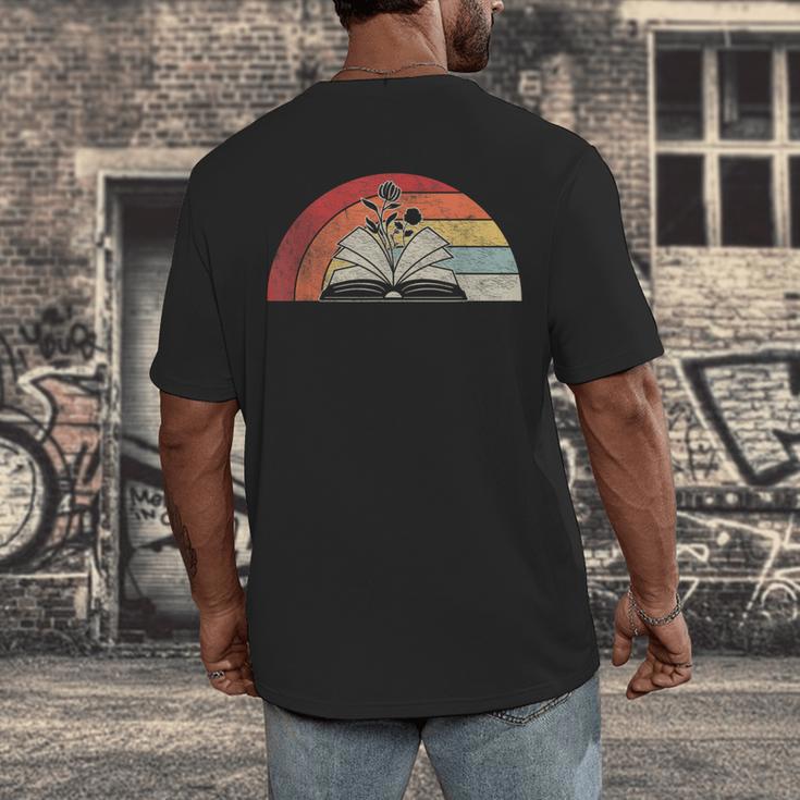 Retro Vintage Wildflowers Book Shirt Book Lover Men's Back Print T-Shirt