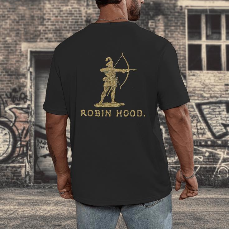 Robin Hood The Archer Book Cover Illustration In Gold Men's Back Print T-Shirt